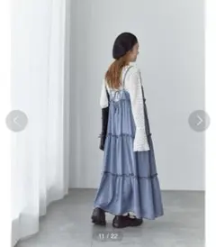 エヘカソポ　配色メローティアードキャミワンピース　フリーサイズ