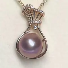 天然虹色 本真珠 パールネックレス ピンクゴールド　シルバー 45cm おしゃれ