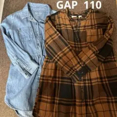 【まとめ売り】　GAP ワンピース　長袖　110 女の子　デニム　チェック
