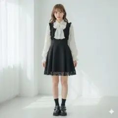 MA*RS 裾レース ジャンスカ ブラック M 地雷系 量産型 フリル ゴスロリ