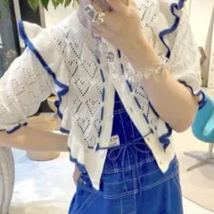 Alley ハート柄配色フリルカーディガンのサムネイル