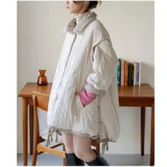 Kastane キルティングリバーシブルミドルコート　アイボリー　ジャケット