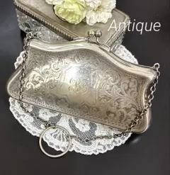 France製 アンティークシャトレーンバッグ モノグラム＆ 植物モチーフ 