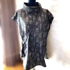 大島紬チュニック、ポシェット付き