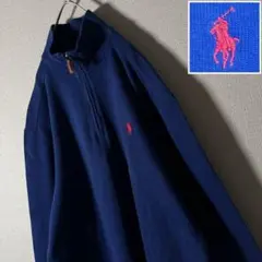 ポロバイラルフローレン POLO ハーフジップスウェット ロゴ刺繍 L程度 青