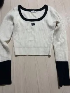 値下げ！GYDA アイボリー ブラック クロップドニット