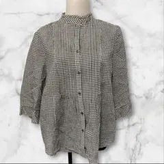 極美品 kapital ツイルギンガムチェックVネックフリルベルトシャツ 
