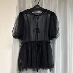 ココディール チュールショートボリュームシャツ ブラック シアー