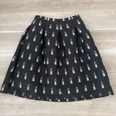 MS GRACY フレアスカート 38 黒 リップスティック柄