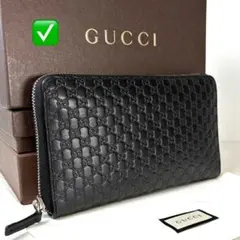 ✓【美品】 メンテ済み グッチ 長財布 ブラック マイクロ グッチシマ