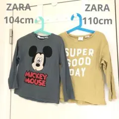 zara長袖Tシャツ 104cm 110cm 2枚セット　ミッキー