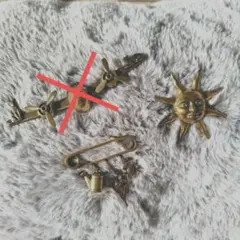 アンティーク　ヴィンテージ　ブローチ2点セット　太陽　ガーデニング