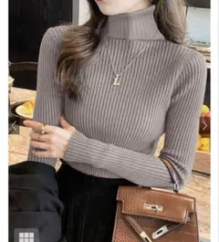 GRL ❤︎ タートルネックリブニットトップス[k8534v]グレージュ