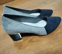 JELLY BEANS グレー/ネイビー パンプス 中ヒール　23.5cm