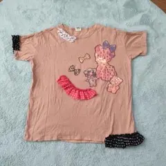 値下げグランドスライム バナバナ ベージュTシャツ リボン刺繍 ゆるダボのサムネイル
