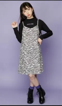 SISTER JENNI ロンTゼブラ柄ジャンバースカートセット