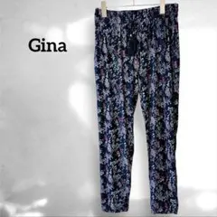 希少✨Gina 花柄パンツ【38】ブラック 総柄 イージーパンツ　ウエストゴム