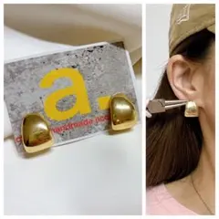 2379-1ゴールド☺︎台型半円フープピアス☺︎