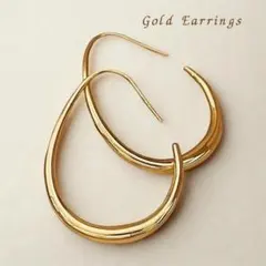 ピアス Uシェイプ ゴールド ラージリンク チェーン ゴールドピアス フープー