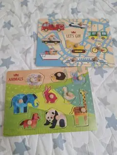 エドインター 動物と交通の木製パズルセット