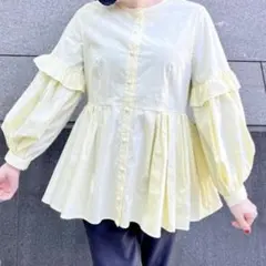 sono ソーノ パフィスリーブフローイングブラウス　イエローのサムネイル