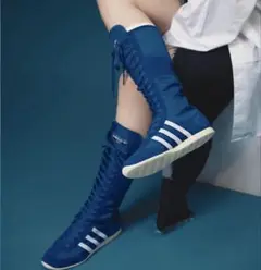 【新品】adidas ベリーハイ　ブーツ24㎝　ブルー レトロ アディダスブーツ