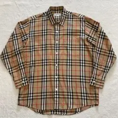 Burberrys　シャツ　長袖　ノバチェック　ブラウン系　シャドーホース　L