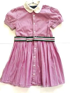 Polo Ralph Lauren ピンク　ストライプ 半袖ワンピース 5歳のサムネイル