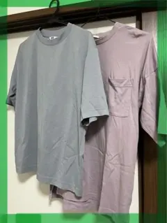 【2枚セット】エアリズム コットン オーバーサイズ Tシャツ ボーダー 白黒 M