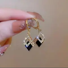 ダブル菱形の光沢 イヤリングエレガント ジュエリー カジュアル