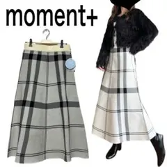 moment+♡チェック柄スポンディッシュニットフレアスカート