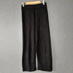 アメリカンホリック　黒ニットワイドパンツ　レーヨン　センタープレス　ブラック