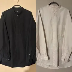 ユニクロ +J スタンドカラーシャツ　ブラック&ホワイト L 2枚セット
