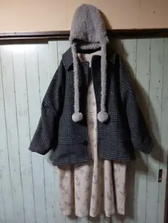 未使用　今季 　ニコアンド　F　ブルゾン　グレー系　チエック　プロフで全品見てね