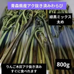 青森県産 アク抜き済みわらび 800g緑黒ミックス太め⚠️翌日到着の方限定！のサムネイル