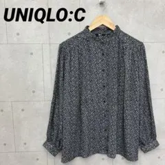 UNIQLO:C ユニクロシー ボリュームスリーブプリントブラウス L 黒
