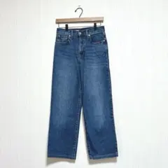 1922 無印 デニムパンツ ブルー 24 リラックスワイド 綿 ストレッチ