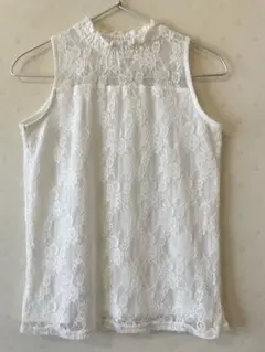 イング INGNI レース ノースリーブ 白 ホワイト M ハイネック
