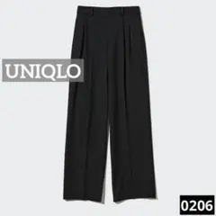 0206 UNIQLO タックワイドパンツ ブラック