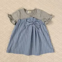 半袖ワンピース　trois lapins 80㎝　ストライプ　ブルーのサムネイル