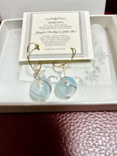 涼しげ♪揺れる淡い水色 フープピアス♪