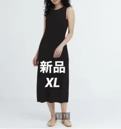 コットンブレンドニットワンピース　ブラック