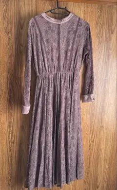 薄紫 レース ワンピース 長袖