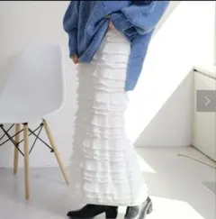 kastane カットフリルIラインスカートホワイト