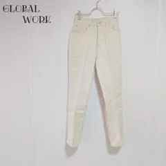 新品未使用 グローバルワーク　ハイライズデニムパンツ　ライトベージュ　S　綿