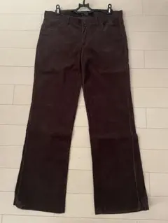 【ZARA】ダークブラウン★コーデュロイ フレアワイドパンツ（Lサイズ相当）