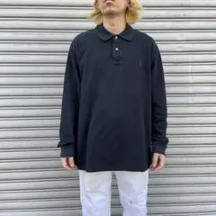 ☆Ralph Lauren☆長袖ワンポイントポロシャツ☆XXL☆黒☆ビッグサイズ