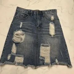 デニムミニスカート　ダメージ