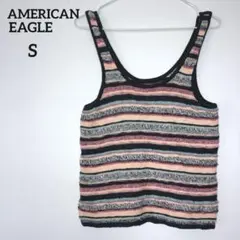 アメリカンイーグル◇ニット タンクトップ マルチボーダー クロップド丈 アメカジ