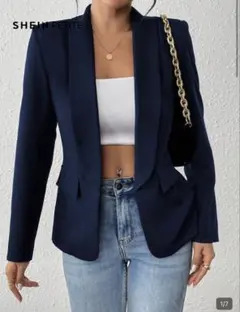 SHEIN ネイビー テーラードジャケットのサムネイル